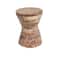 18.5" Brown Teak Wood Handmade Hourglass Accent Table with Stacked Wood Pieces